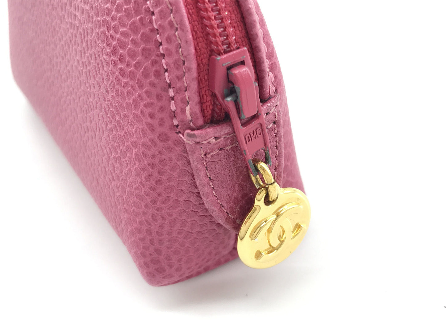 CHANEL VINTAGE 100% Authentic Genuine, Caviar Skin Coin Pouch Coin Purse Coin Case 1990's, Great Condition, Grade AB, with Box