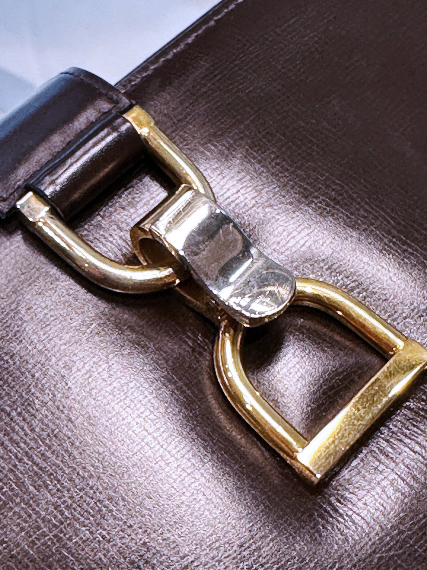 GUCCI VINTAGE 100% Authentic Genuine Leather Clutch / Cross Body Two Way Bag, Late 70's - Early 80's, Dark Brown, Good Condition