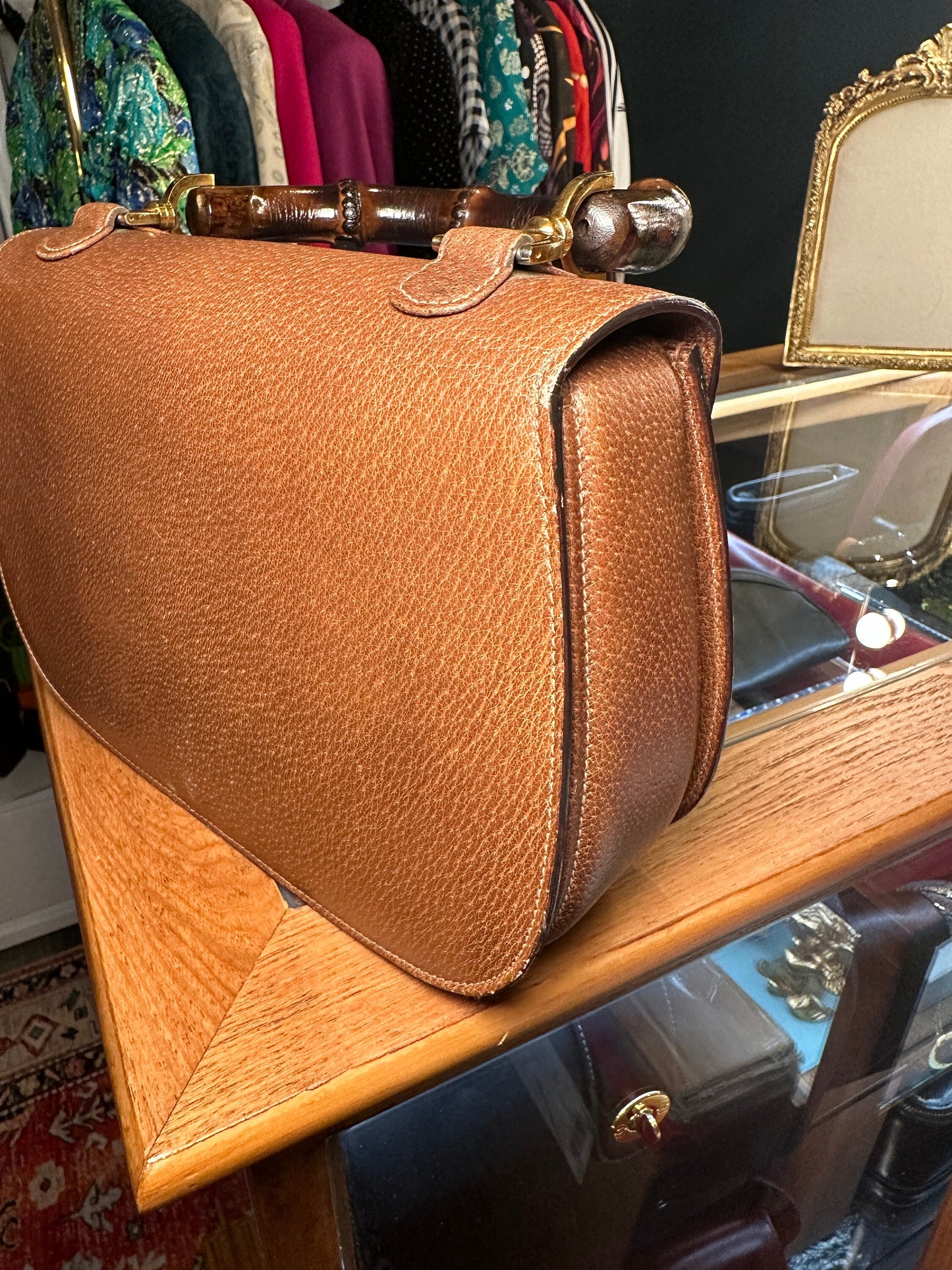 GUCCI VINTAGE 100% Authentic Genuine Iconic 1947 Bamboo Handle Shoulder Bag, Brown Colour, 1980's, Great Condition, Grade B