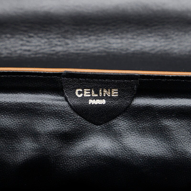 CELINE VINTAGE 100% Authentic Genuine, Carriage Fitting Leather Clutch Bag, Black, 1990's, Great Condition, Grade AB