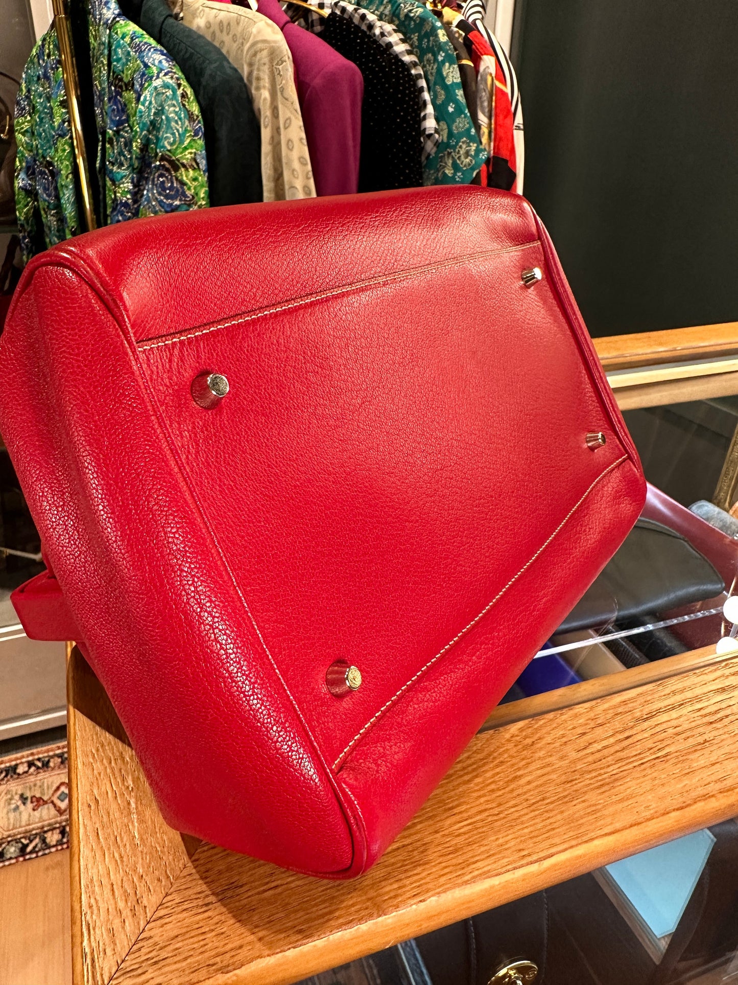PRADA VINTAGE 100% Authentic Genuine Double Handle Doctor Bag, Red, 1980's, Good Condition