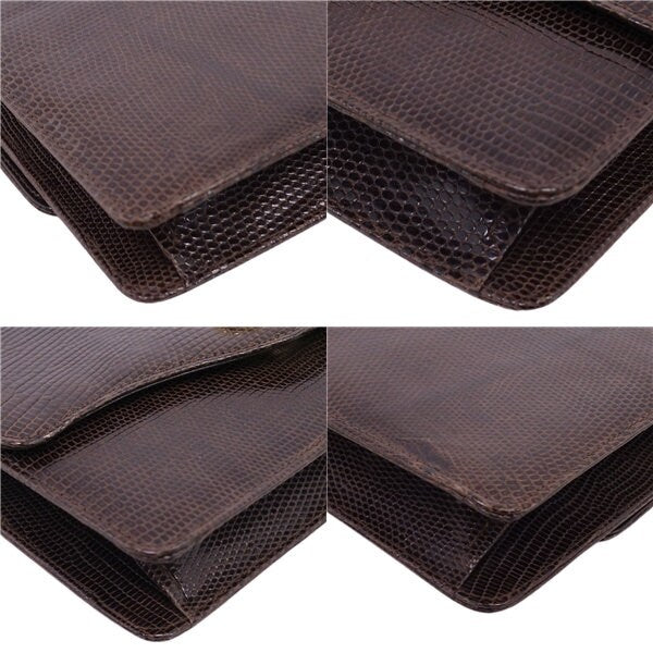 GUCCI VINTAGE 100% Authentic Genuine Lizard Leather Clutch, Brown, 1980's, Great Condition