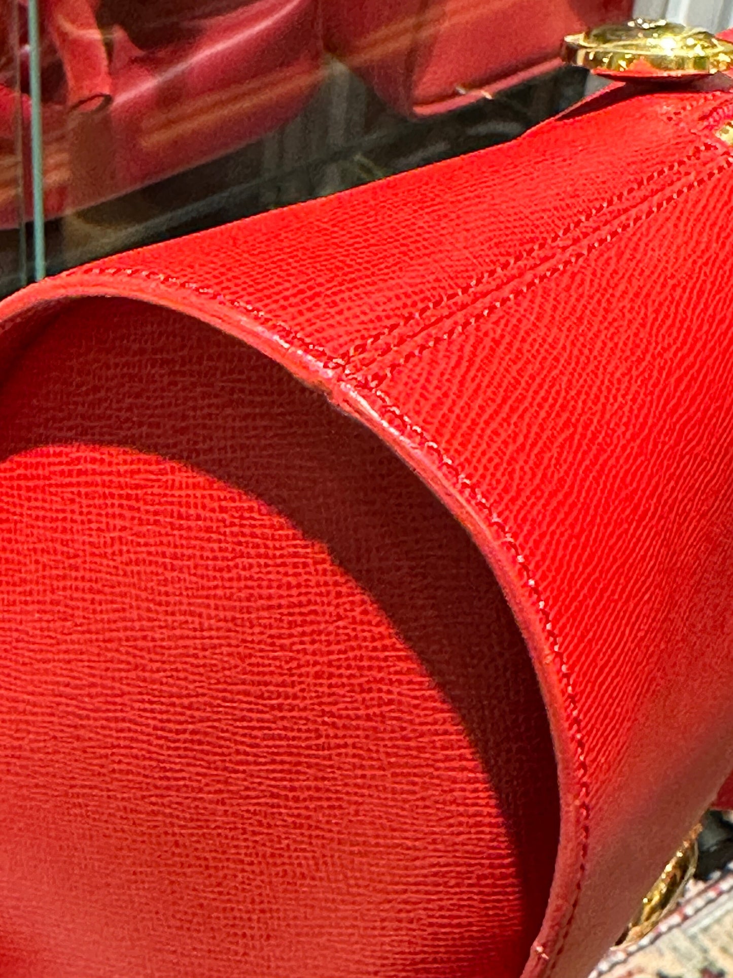 CHRISTIAN DIOR VINTAGE 100% Authentic Genuine Leather Double Straps Shoulder Bag, Red, 1990's, Good Condition