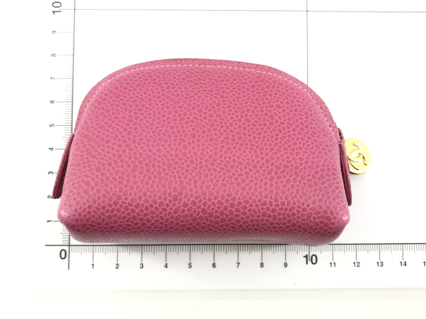 CHANEL VINTAGE 100% Authentic Genuine, Caviar Skin Coin Pouch Coin Purse Coin Case 1990's, Great Condition, Grade AB, with Box