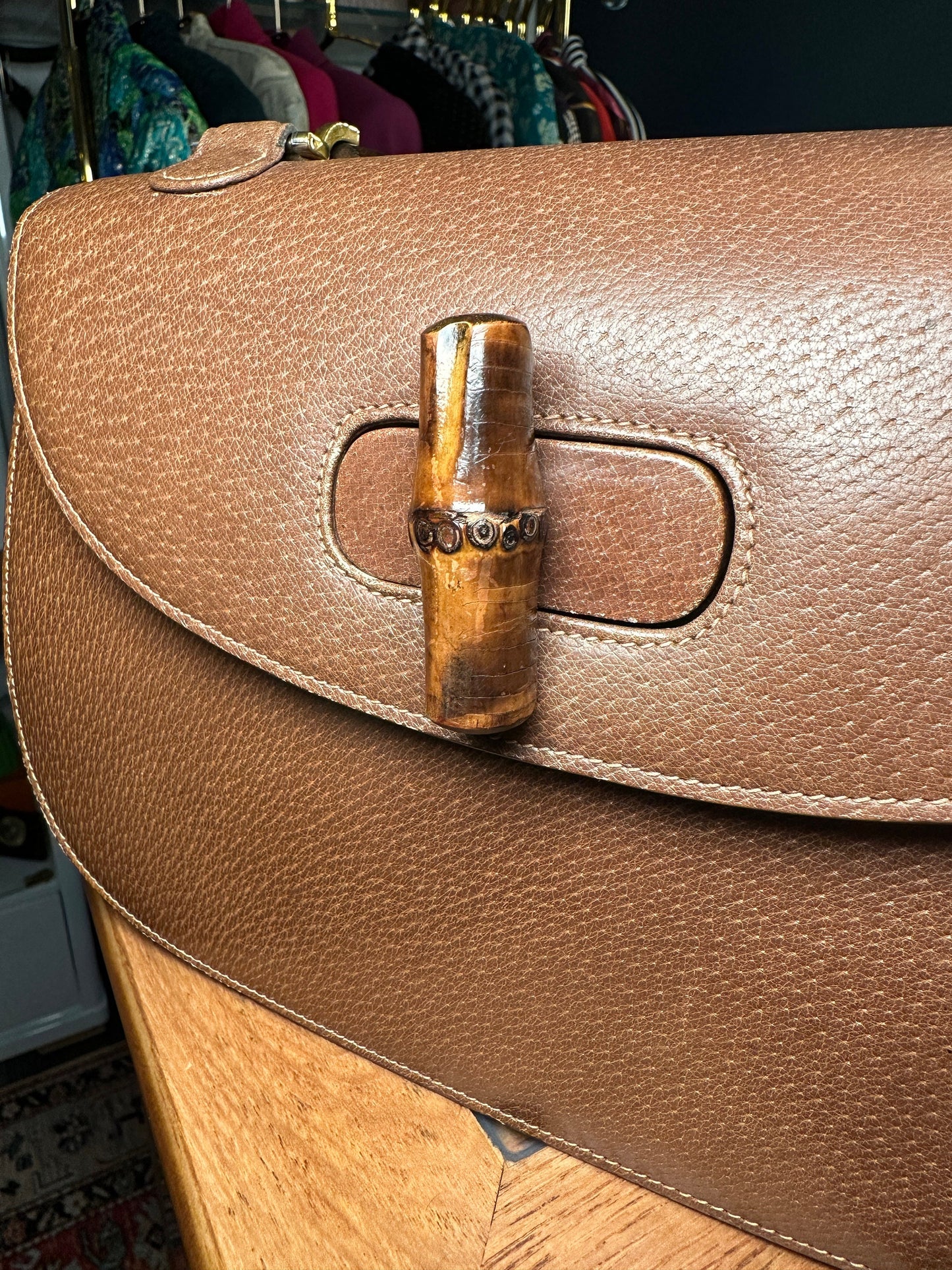 GUCCI VINTAGE 100% Authentic Genuine Iconic 1947 Bamboo Handle Shoulder Bag, Brown Colour, 1980's, Great Condition, Grade B