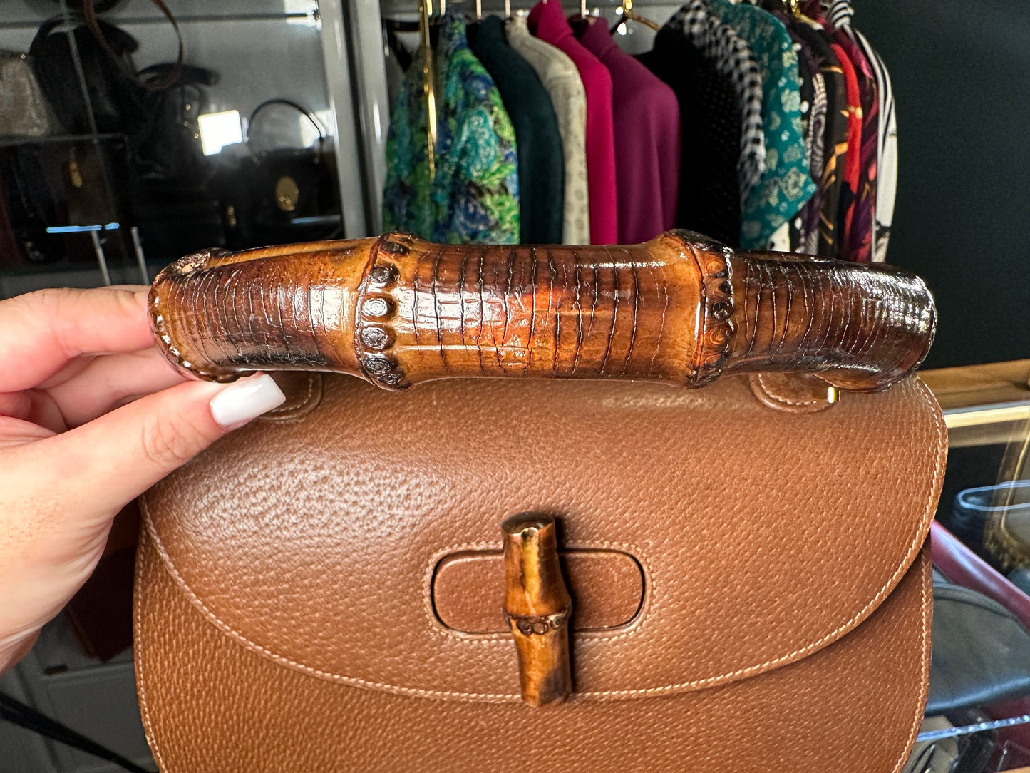 GUCCI VINTAGE 100% Authentic Genuine Iconic 1947 Bamboo Handle Shoulder Bag, Brown Colour, 1980's, Great Condition, Grade B