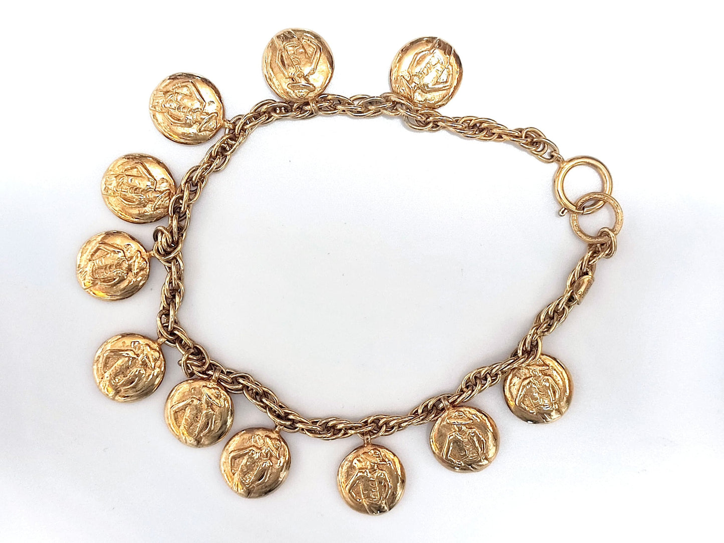 CHANEL VINTAGE 100% Authentic Genuine Coco Girl Charm Double-sided Necklace in Gold Plated, 1990's, Great Condition, Grade AB