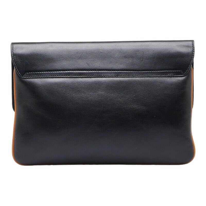CELINE VINTAGE 100% Authentic Genuine, Carriage Fitting Leather Clutch Bag, Black, 1990's, Great Condition, Grade AB
