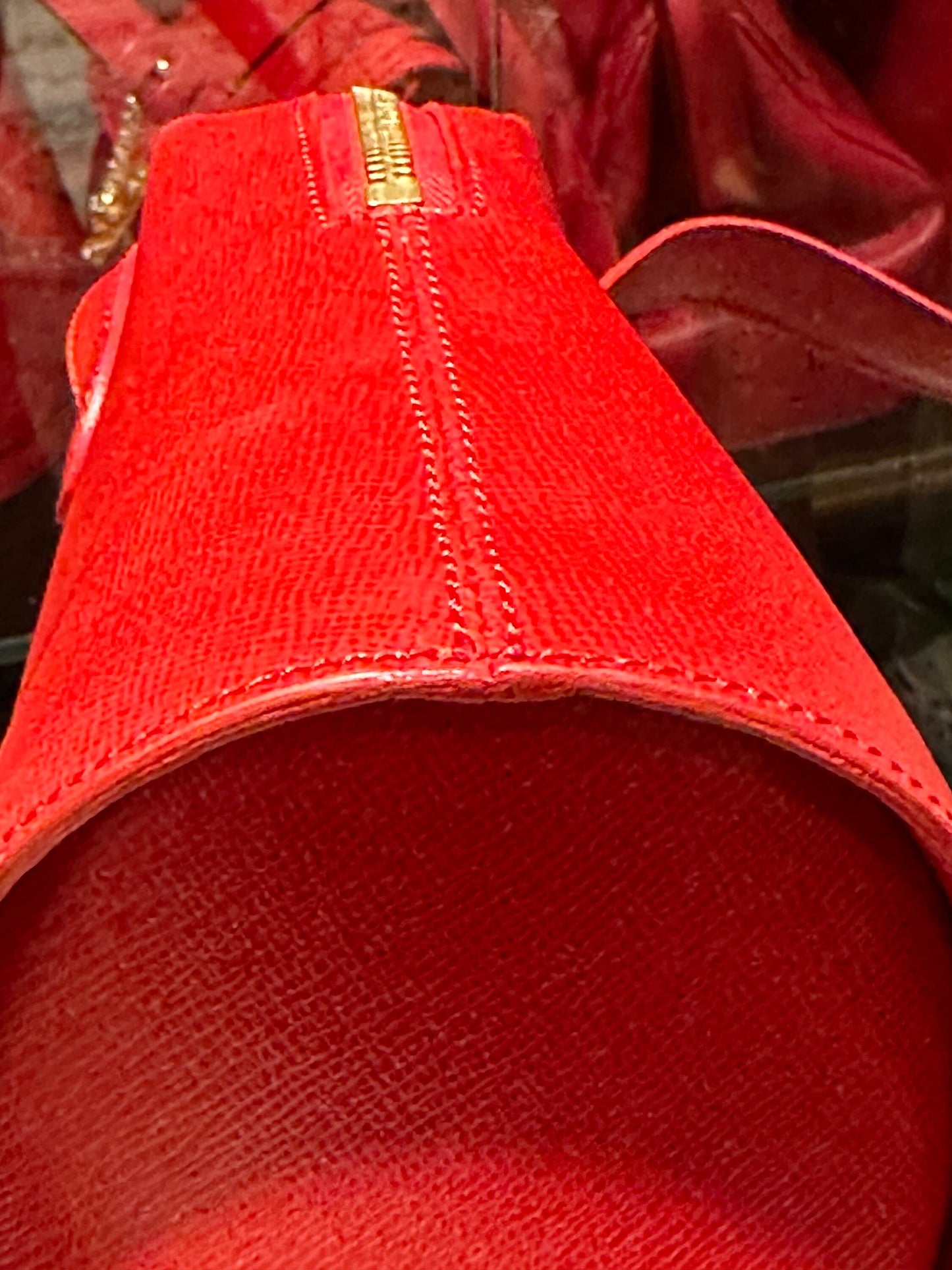 CHRISTIAN DIOR VINTAGE 100% Authentic Genuine Leather Double Straps Shoulder Bag, Red, 1990's, Good Condition