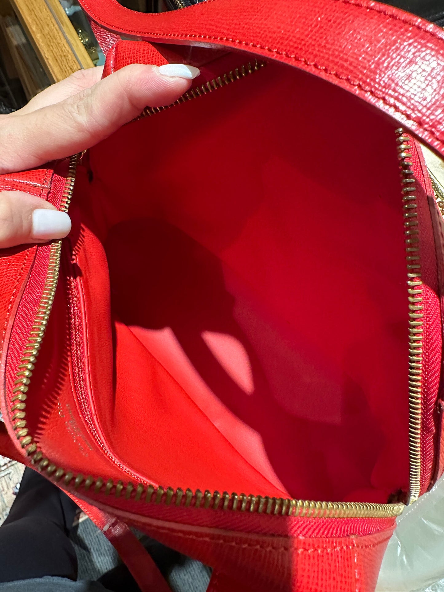 CHRISTIAN DIOR VINTAGE 100% Authentic Genuine Leather Double Straps Shoulder Bag, Red, 1990's, Good Condition