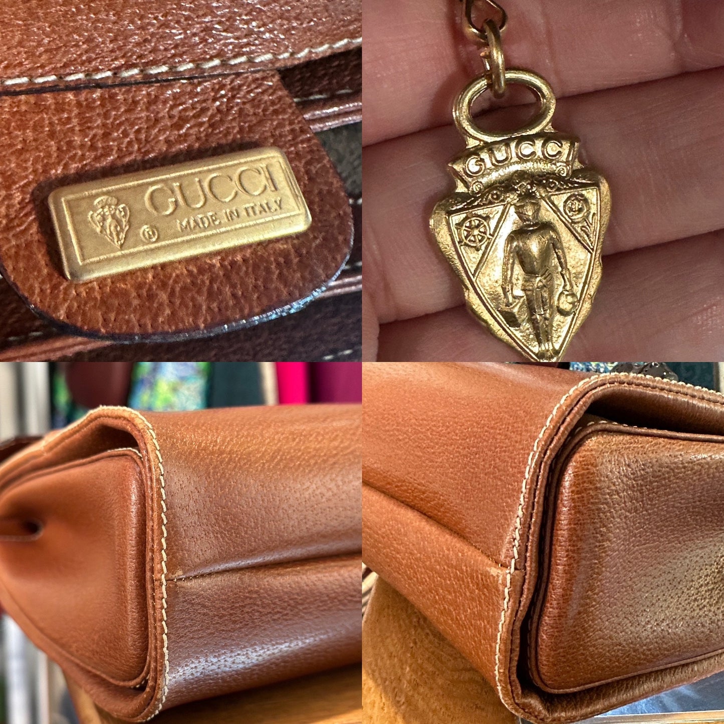 GUCCI VINTAGE 100% Authentic Genuine, Iconic Wooden Carved Bamboo Top Handle Turn Lock Kelly Bag, Brown Colour, 1980's, Great Condition