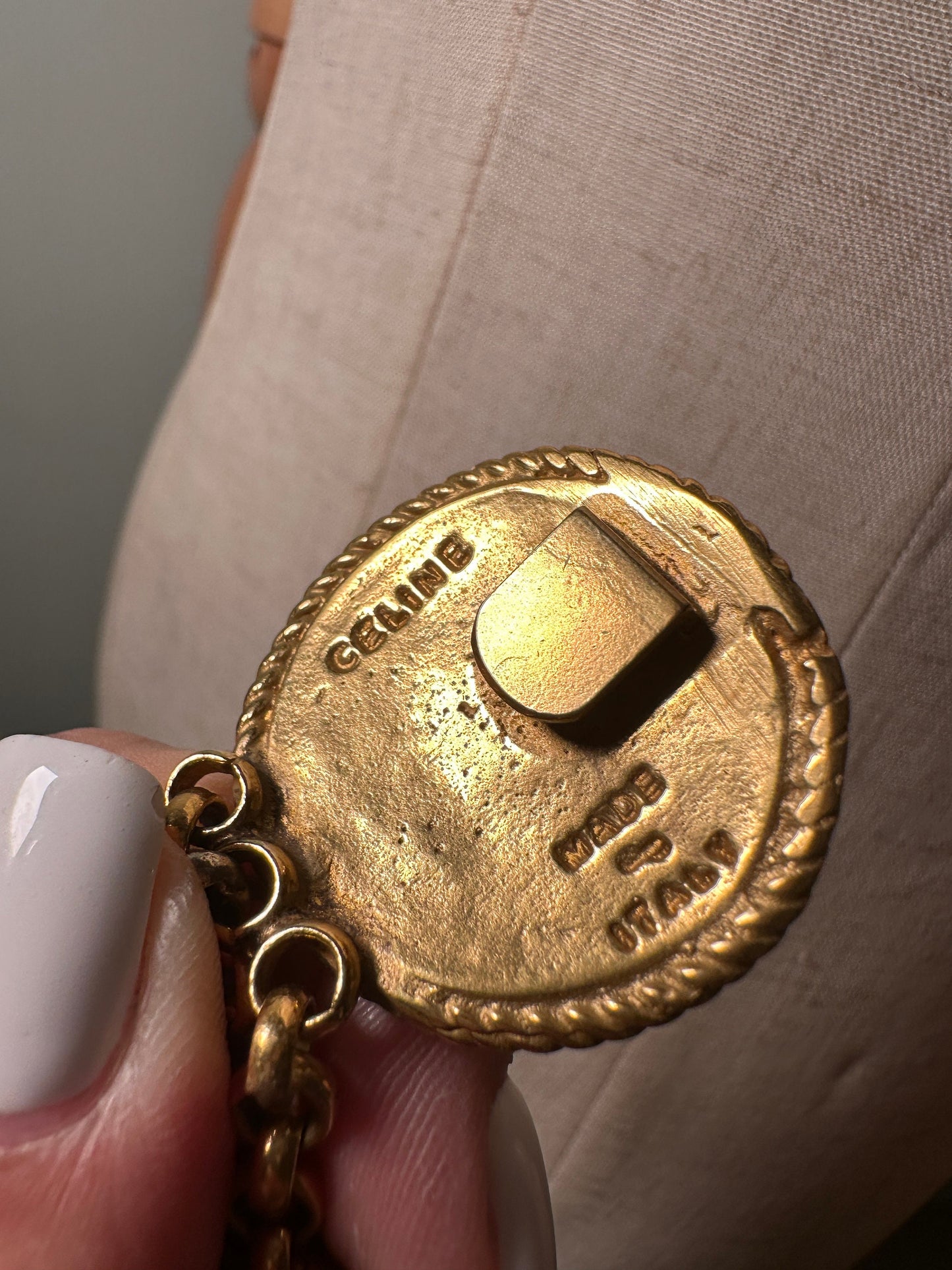 CELINE VINTAGE 100% Authentic Genuine Chain Belt in Gold, 25"Length, 1990's, Great Condition