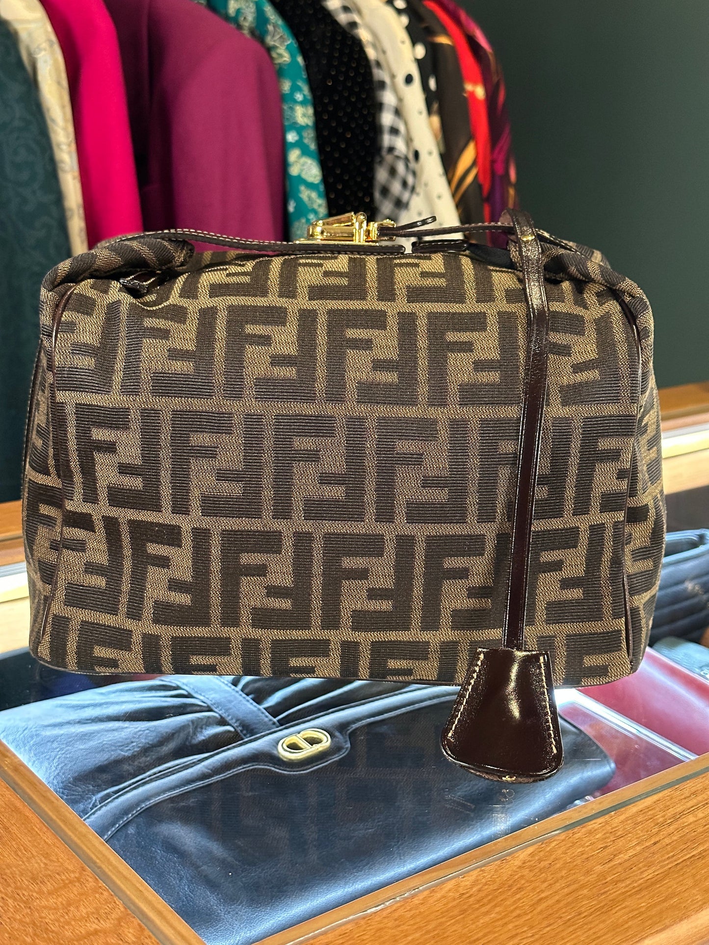 FENDI VINTAGE 100% Authentic Genuine Zucca Monogram Makeup Vanity Bag, 1990's, Great Condition