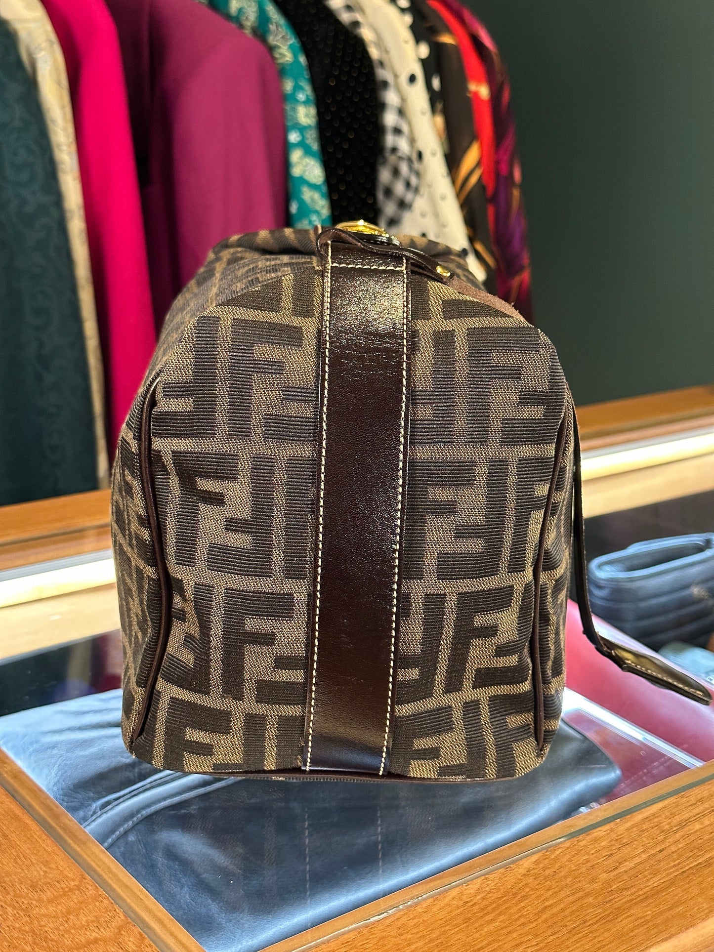 FENDI VINTAGE 100% Authentic Genuine Zucca Monogram Makeup Vanity Bag, 1990's, Great Condition