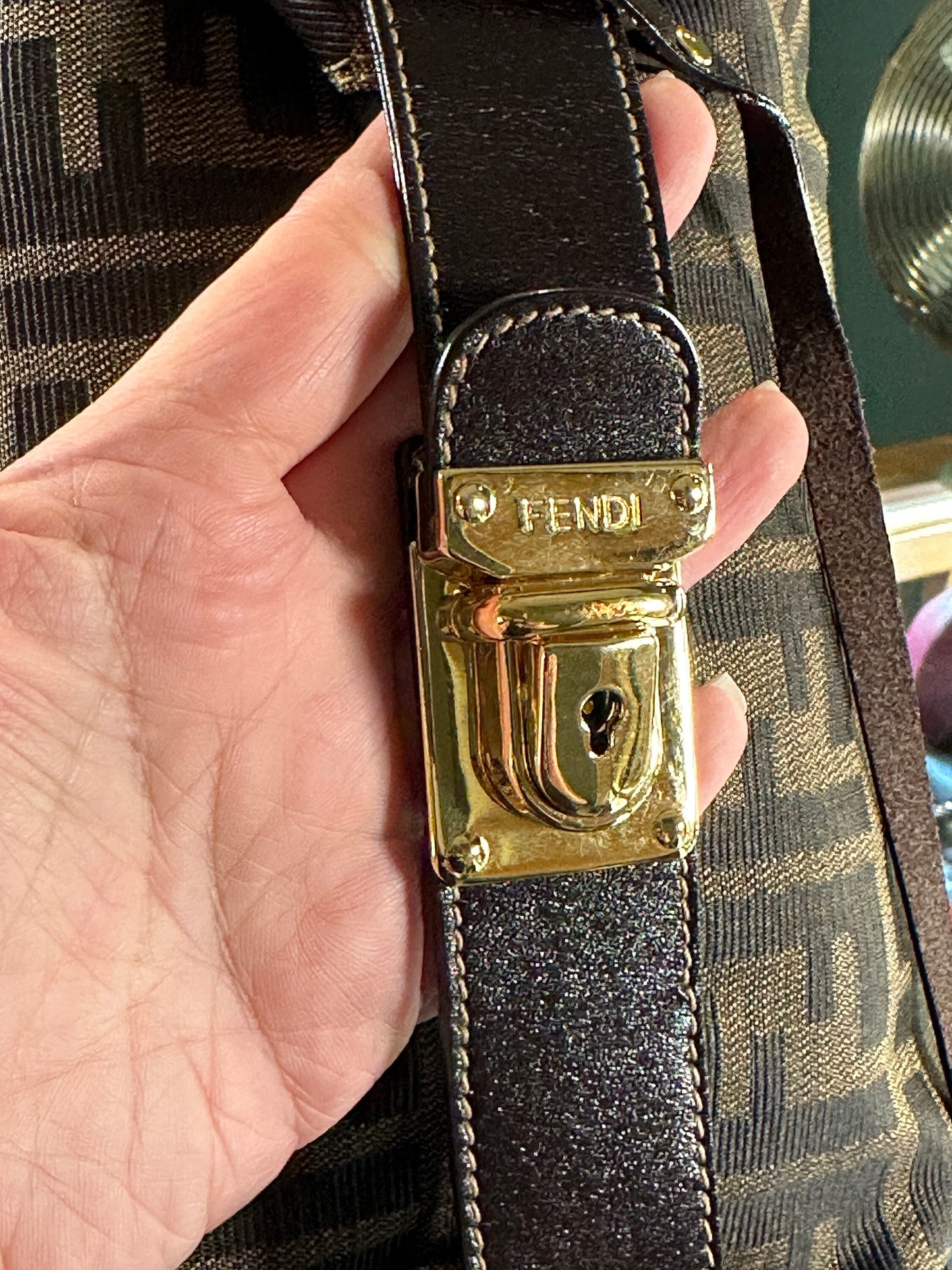 FENDI VINTAGE 100% Authentic Genuine Zucca Monogram Makeup Vanity Bag, 1990's, Great Condition