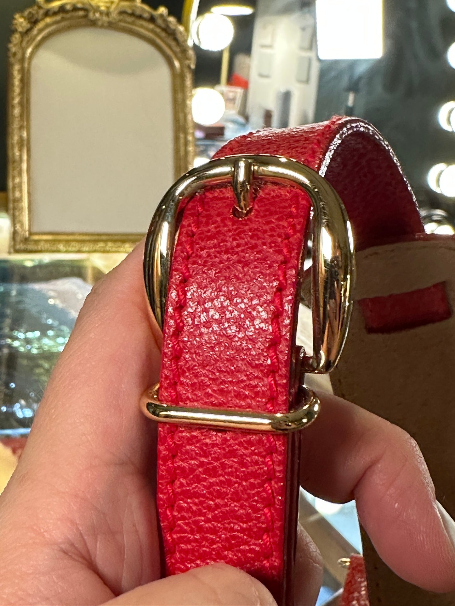 GUCCI VINTAGE 100% Authentic Genuine Leather Bamboo Crossbody Makeup Vanity Case Bag, Red, 1990's, Great Condition, Dust Bag Included