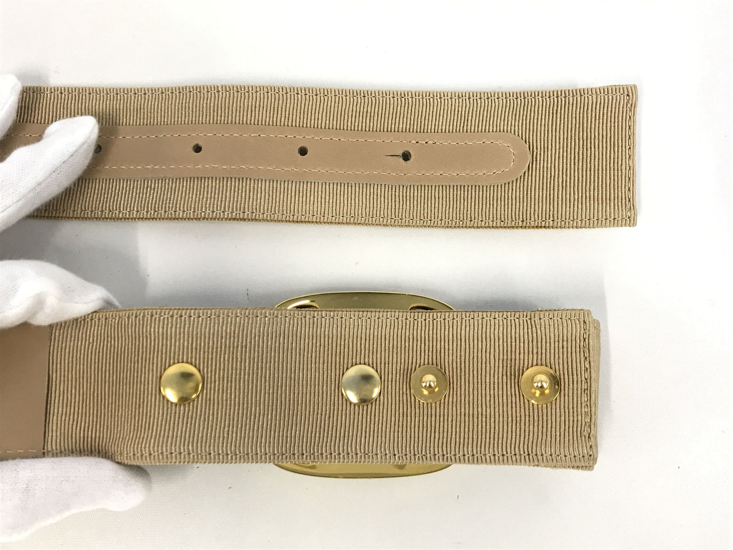 FERRAGAMO VINTAGE, 100% Authentic Genuine Bow Waist Belt, Khaki Beige, Great Condition
