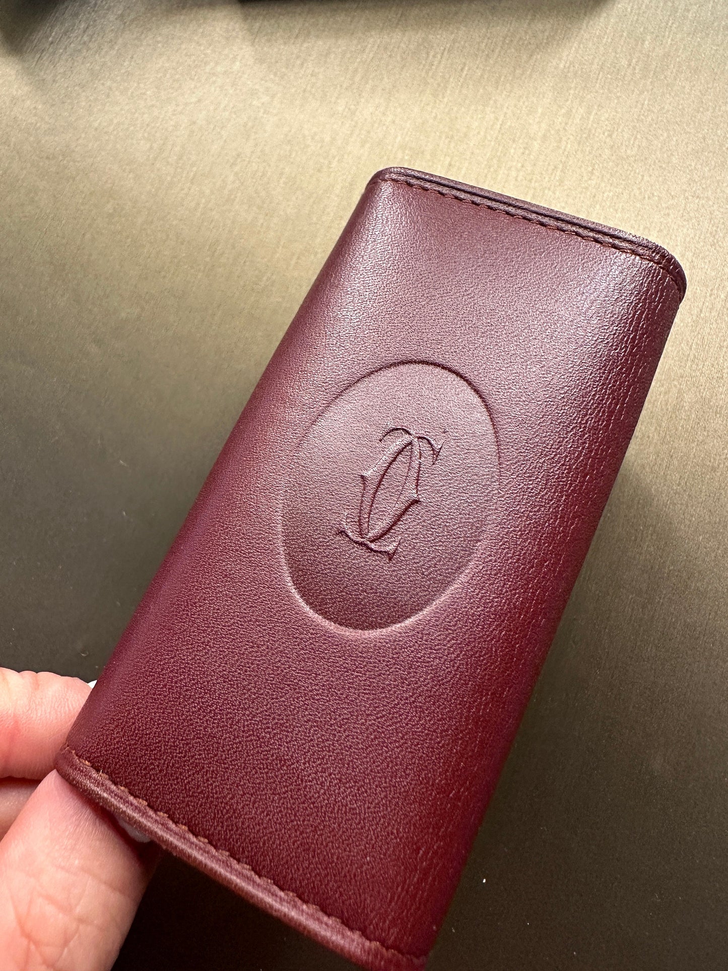 CARTIER VINTAGE, 100% Authentic Genuine Brand New In Box Leather Key Case, Classic Wine Colour, Great Condition