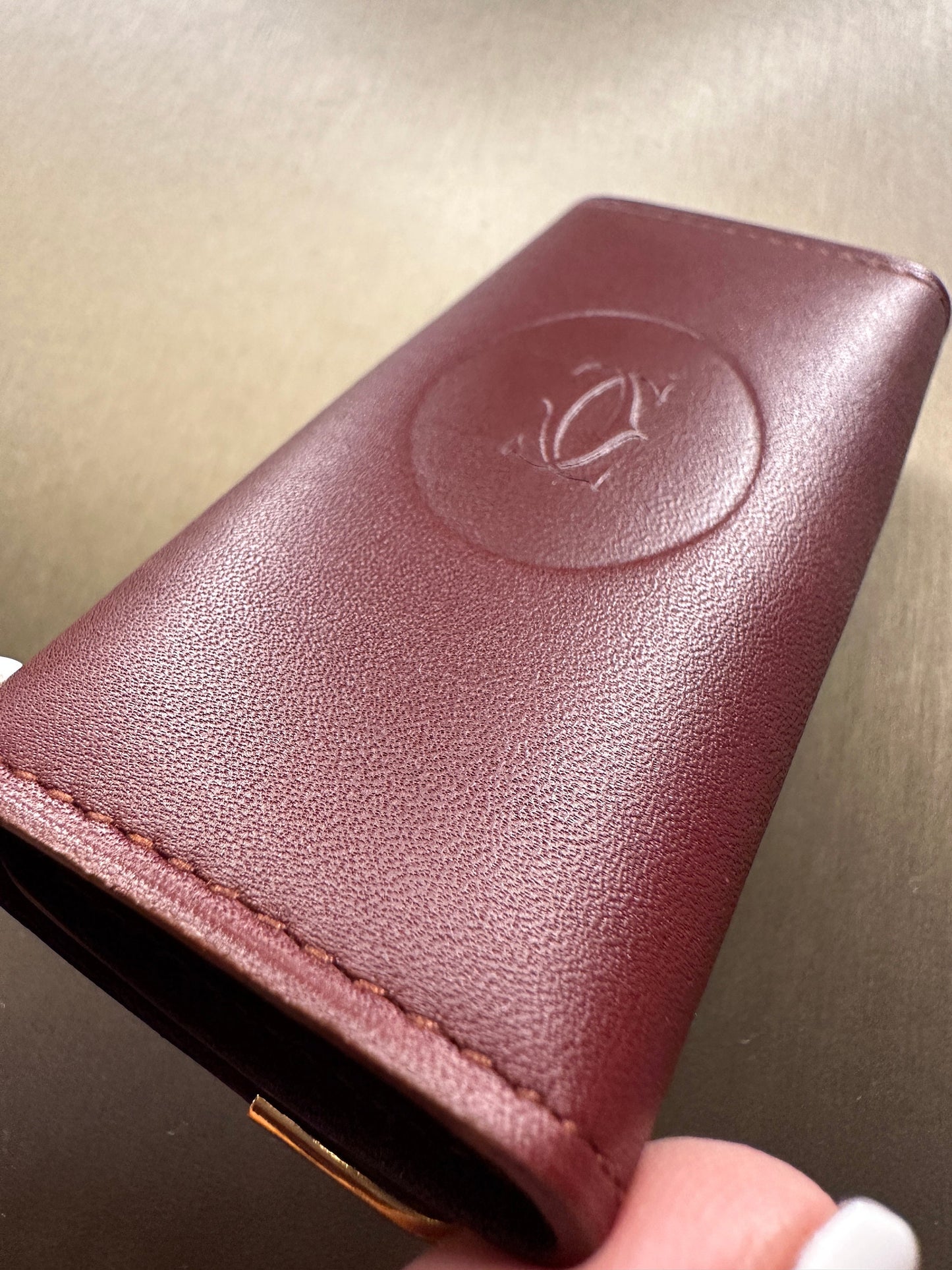 CARTIER VINTAGE, 100% Authentic Genuine Brand New In Box Leather Key Case, Classic Wine Colour, Great Condition