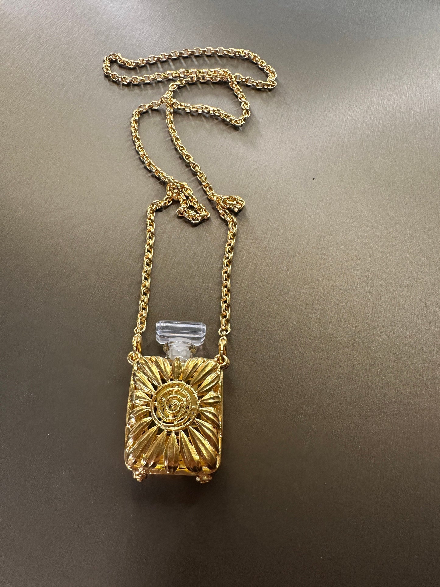 CHANEL VINTAGE 100% Authentic Genuine No. 19 Perfume Charm Double-sided Necklace in Gold Plated, 1990's, Great Condition, Grade AB