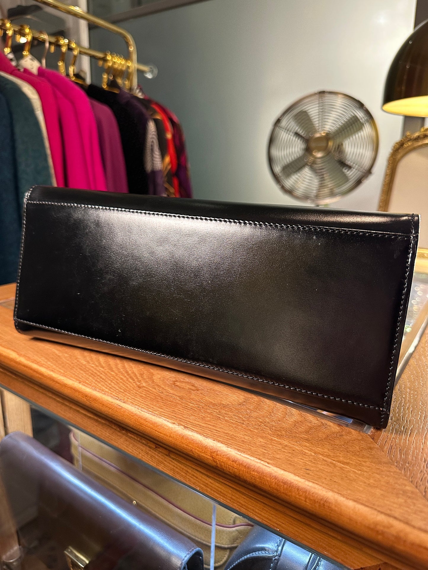 CELINE VINTAGE 100% Authentic Genuine Top Handle Hand Bag, Black, 1990's, Good Condition