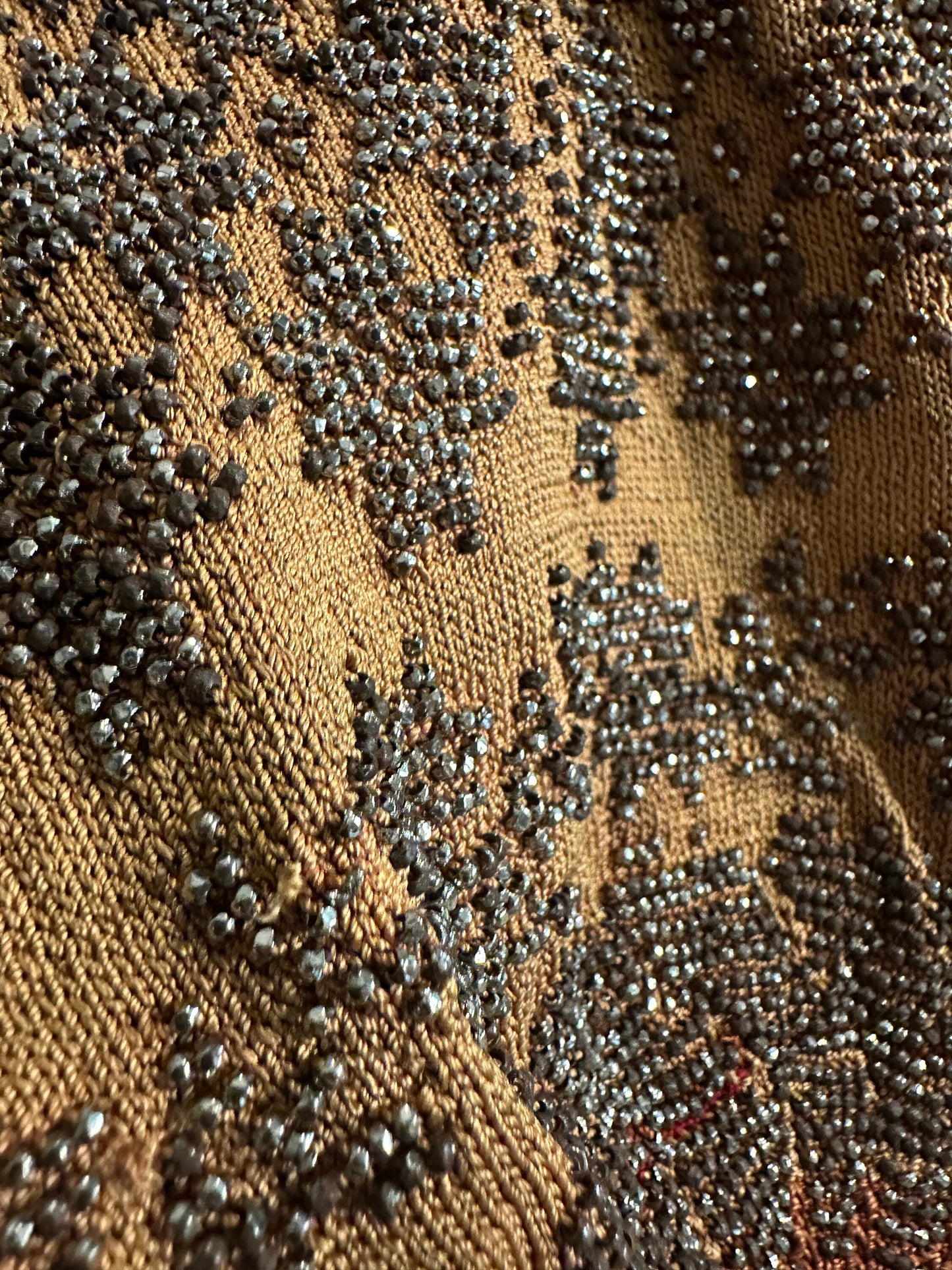 European 1920's Antique Knitted Handbag with Intricate Beading, Real Silk Lining, Great Condition, Rare