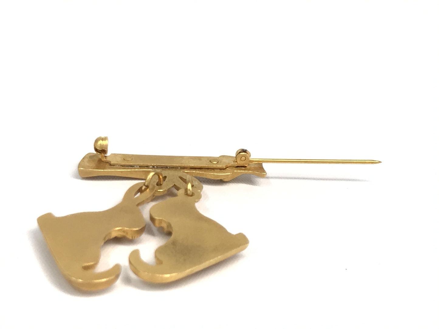 HERMES VINTAGE 100% Authentic Genuine Les Fêtes en Hermès Ice Skates Brooch in Gold, 1990's, Great Condition