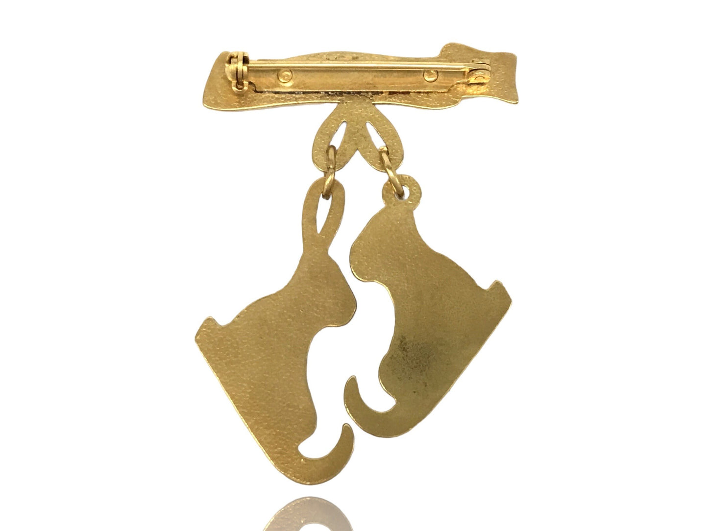 HERMES VINTAGE 100% Authentic Genuine Les Fêtes en Hermès Ice Skates Brooch in Gold, 1990's, Great Condition