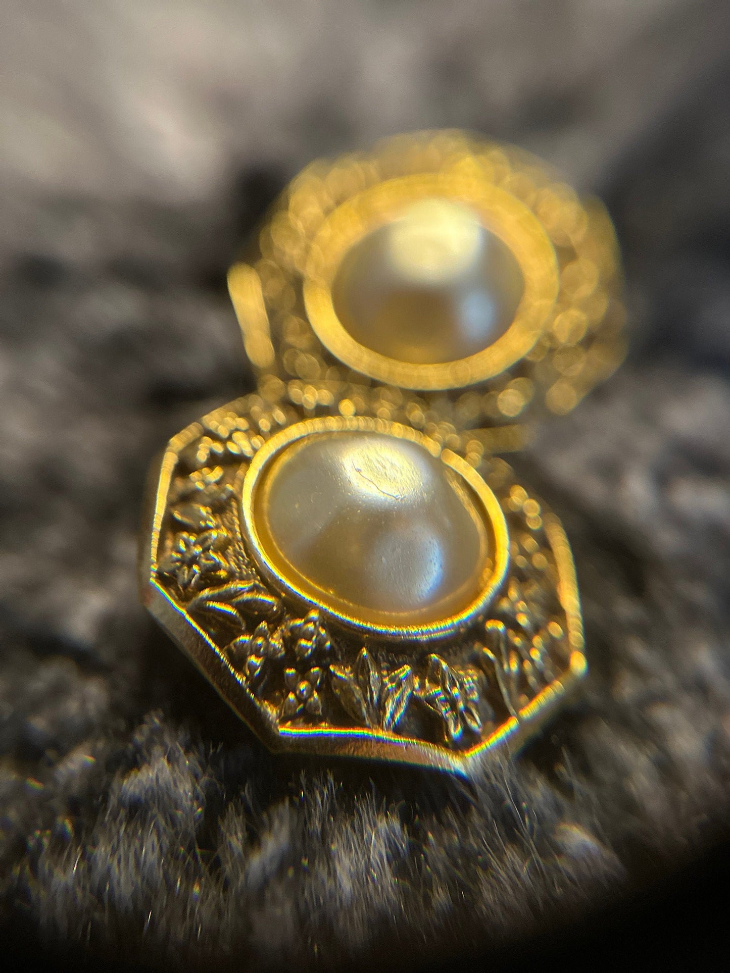 CHANEL VINTAGE 100% Genuine, Faux Pearl Clip On Logo Earrings in Gold, 1990's, Made In France