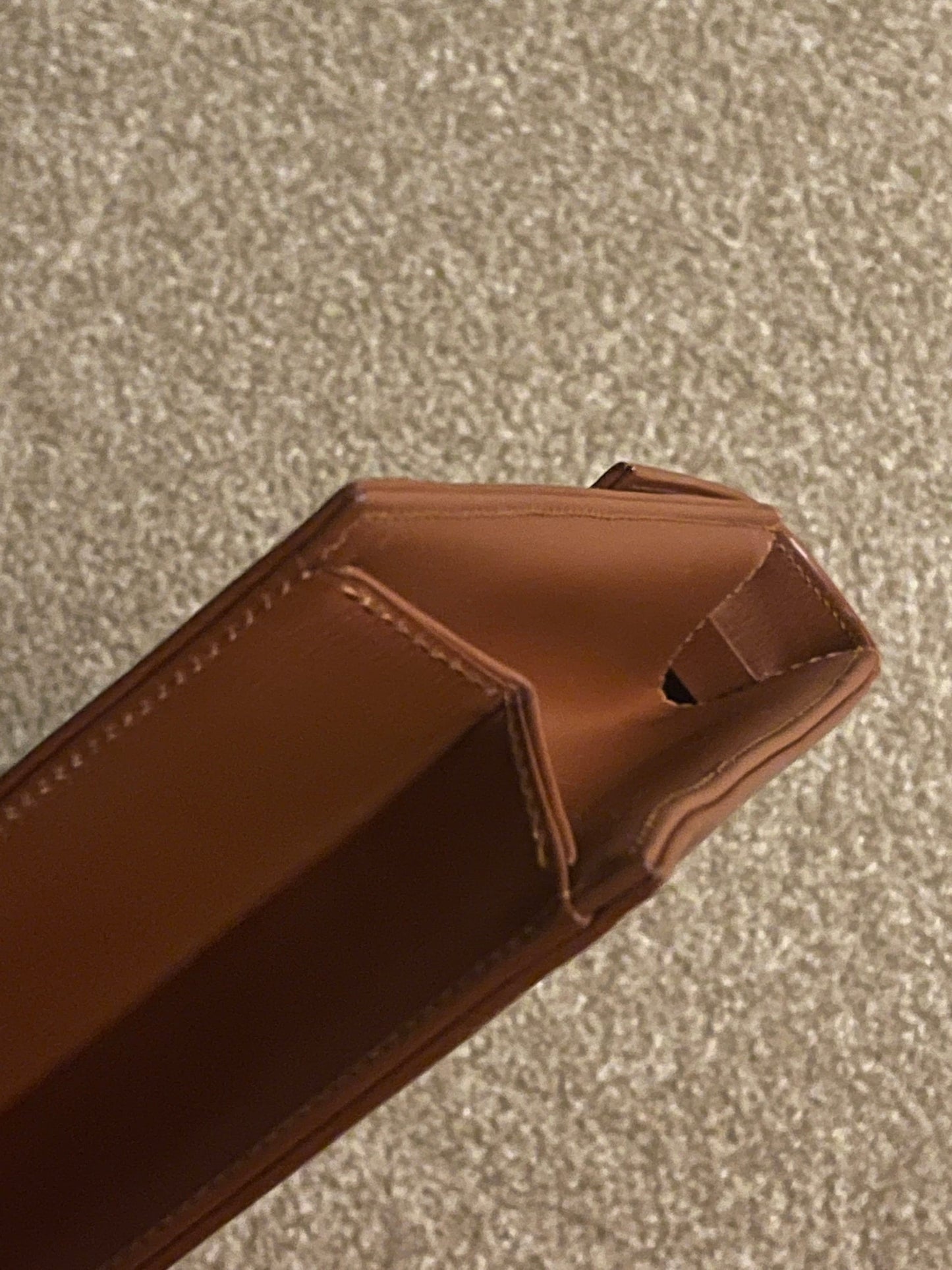 Christian DIOR VINTAGE 100% Genuine, Leather Two Way Hand Bag / Clutch, Caramel Brown, 1980's, Grade AB