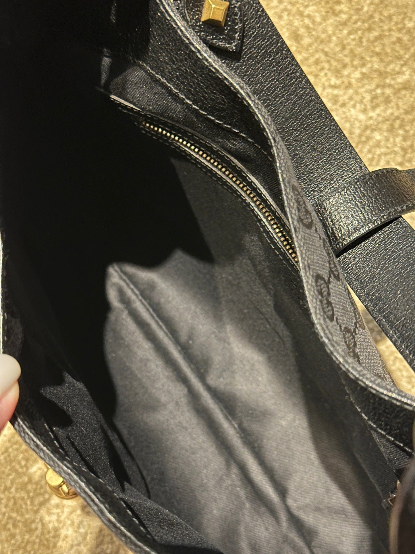 GUCCI VINTAGE 100% Genuine Canvas Monogram Jackie Shoulder Bag, Black, 1990's, Great Condition, Rare, Grade A