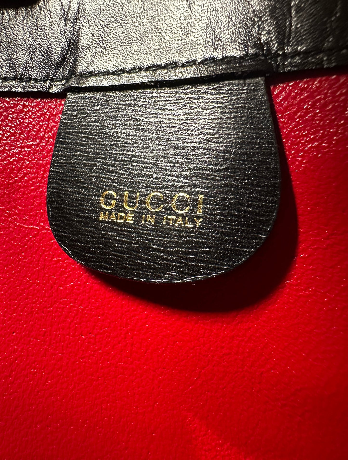 GUCCI VINTAGE 100% Authentic Genuine Leather Bamboo Turn Lock Two-way Shoulder Bag, Black, 1990's, Great Condition, Grade AB