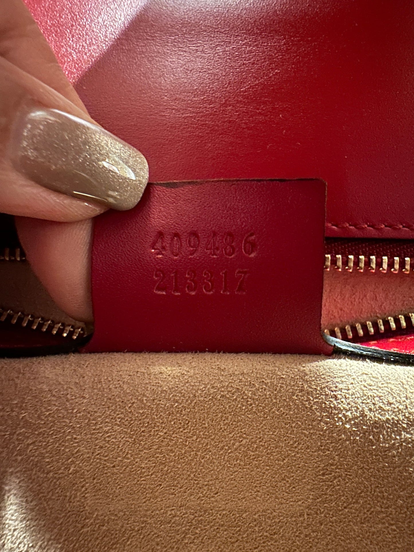 GUCCI VINTAGE 100% Authentic Genuine GG Logo Monogram Leather Lady Lock Two-way Shoulder Bag, Red, Great Condition