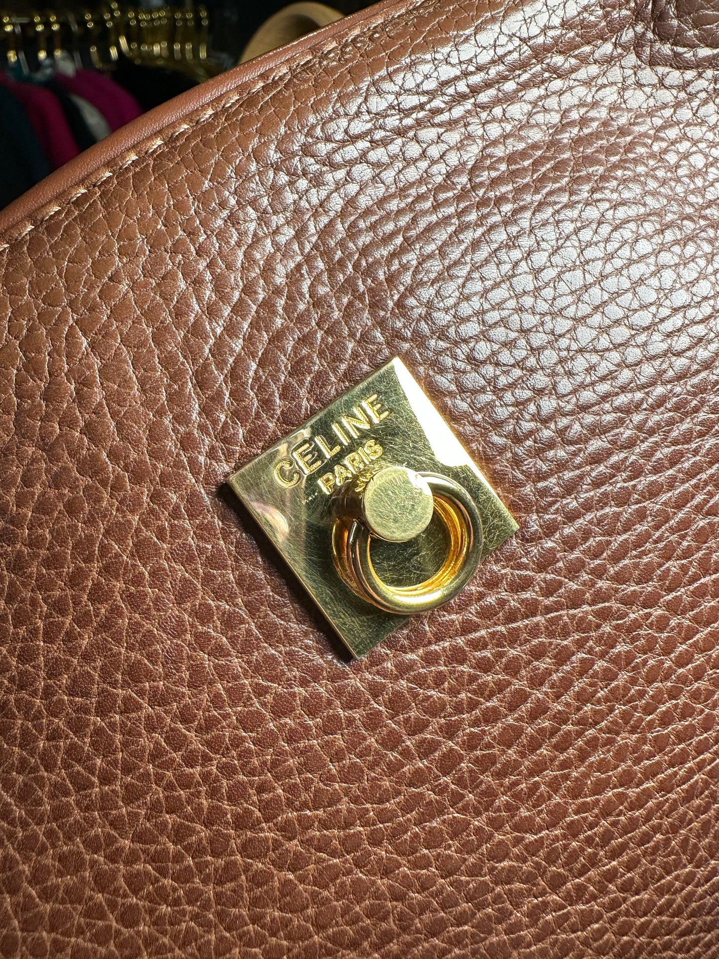 CELINE VINTAGE 100% Authentic Genuine, Doctor Leather Clutch, Medium Brown, 1999's, Great Condition