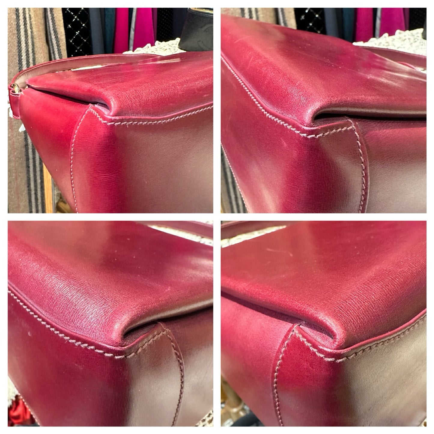 GUCCI VINTAGE 100% Authentic Genuine Leather Shoulder Bag, Dark Wine Red, late 80's, Great Condition, Rare, Grade A