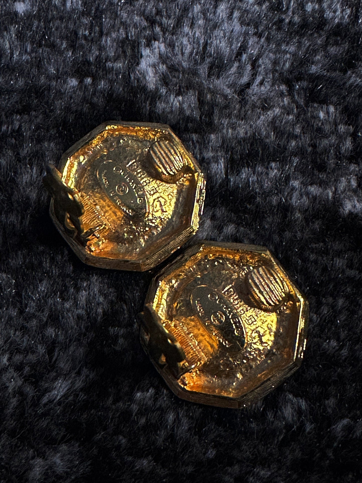 CHANEL VINTAGE 100% Genuine, Faux Pearl Clip On Logo Earrings in Gold, 1990's, Made In France