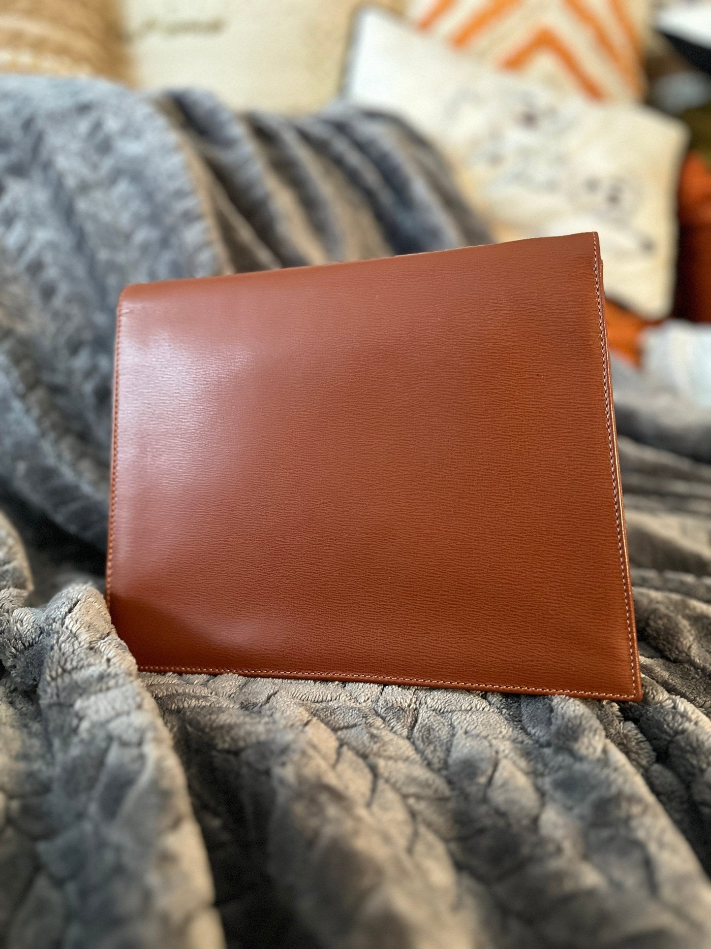 Christian DIOR VINTAGE 100% Genuine, Leather Two Way Hand Bag / Clutch, Caramel Brown, 1980's, Grade AB