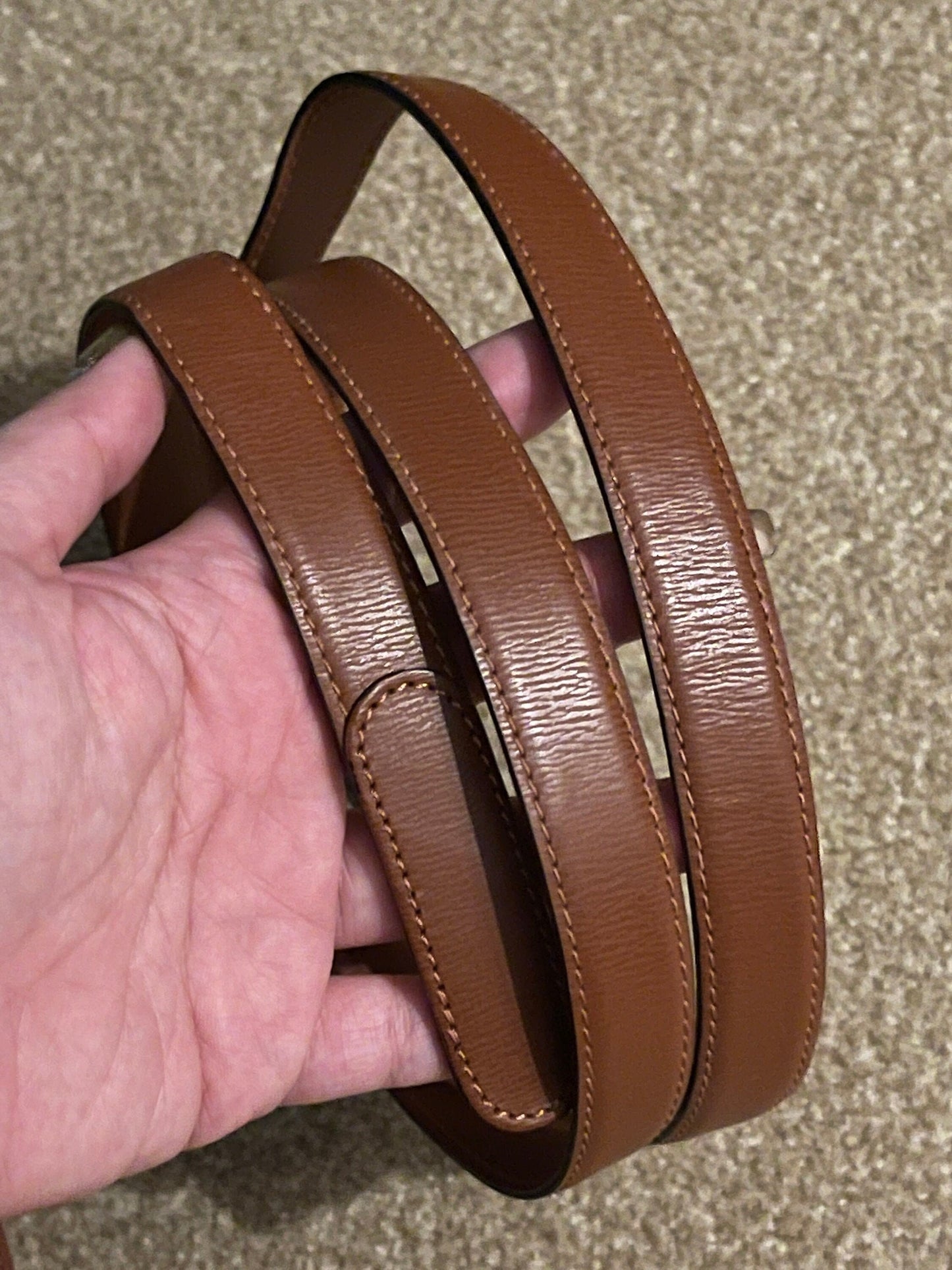 Christian DIOR VINTAGE 100% Genuine, Leather Two Way Hand Bag / Clutch, Caramel Brown, 1980's, Grade AB