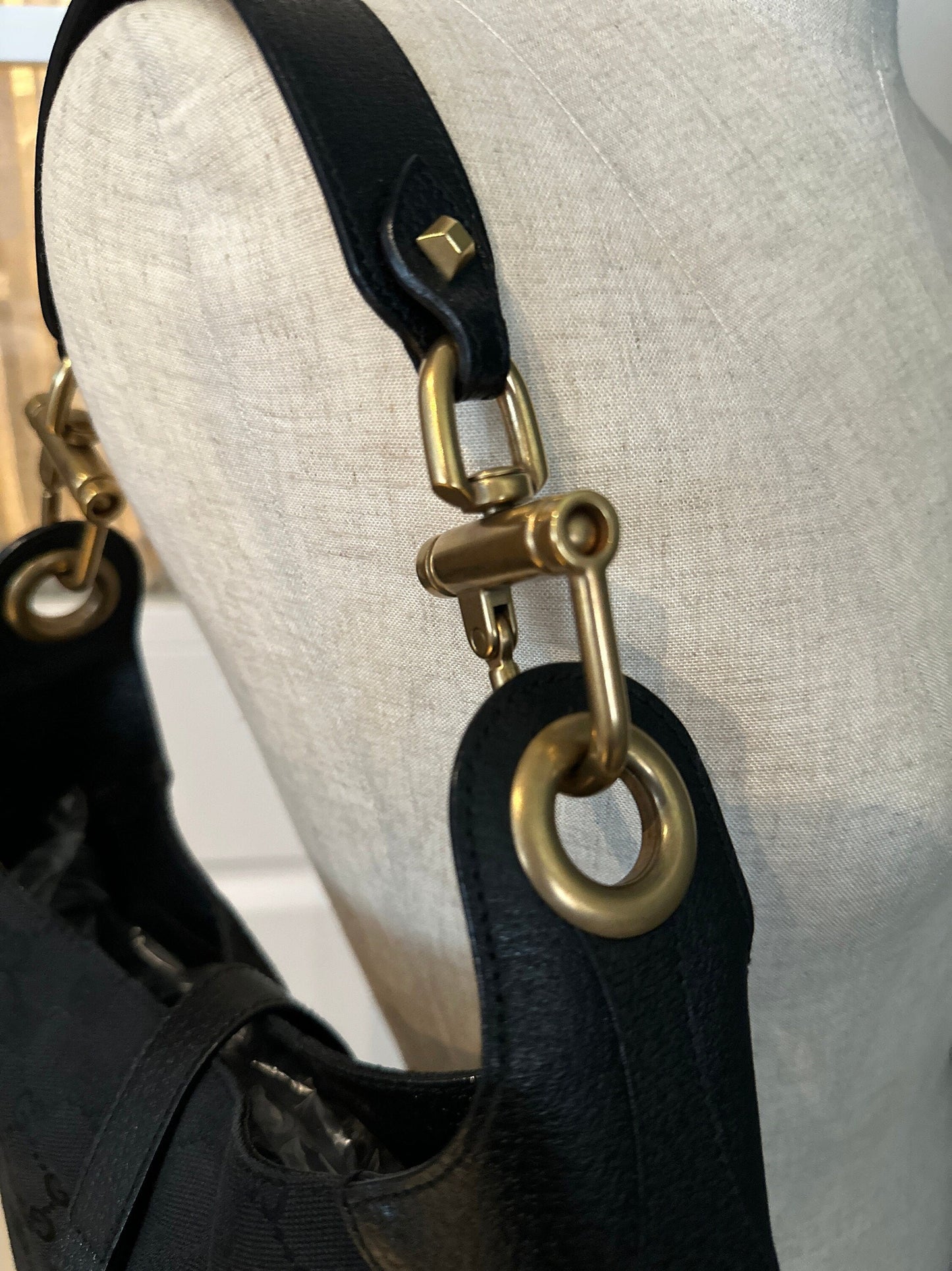 GUCCI VINTAGE 100% Genuine Canvas Monogram Jackie Shoulder Bag, Black, 1990's, Great Condition, Rare, Grade A