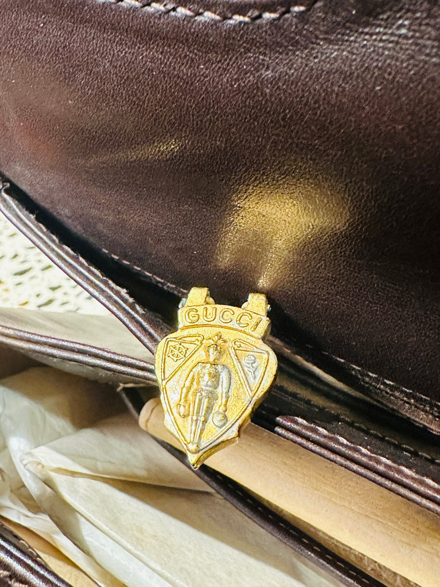 GUCCI VINTAGE 100% Authentic Genuine Leather Shoulder Bag, Black, late 80's, Great Condition, Rare, Grade A