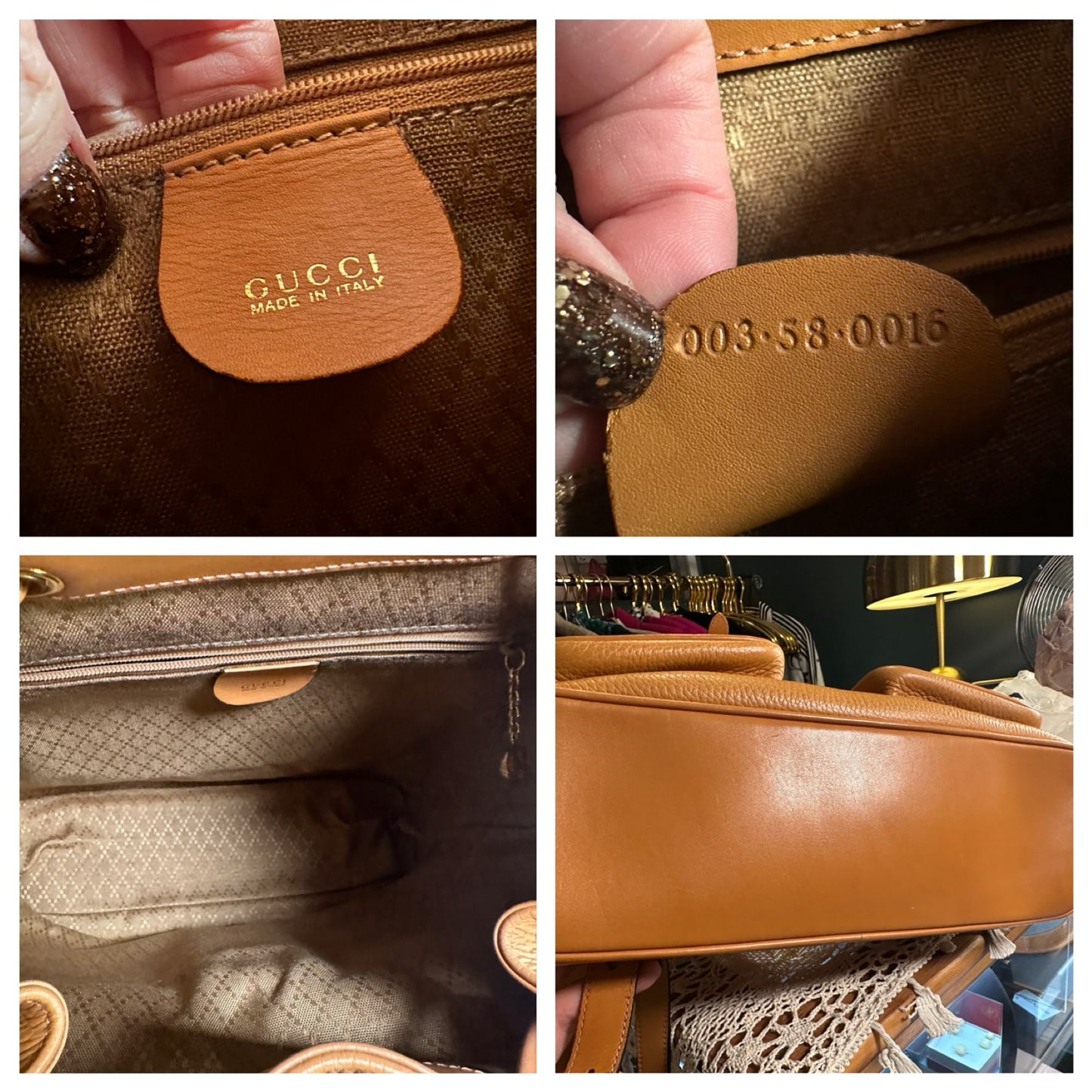 GUCCI VINTAGE 100% Authentic Genuine Leather Iconic Bamboo Handle Backpack, Light Caramel Brown, 2000's, Good Condition