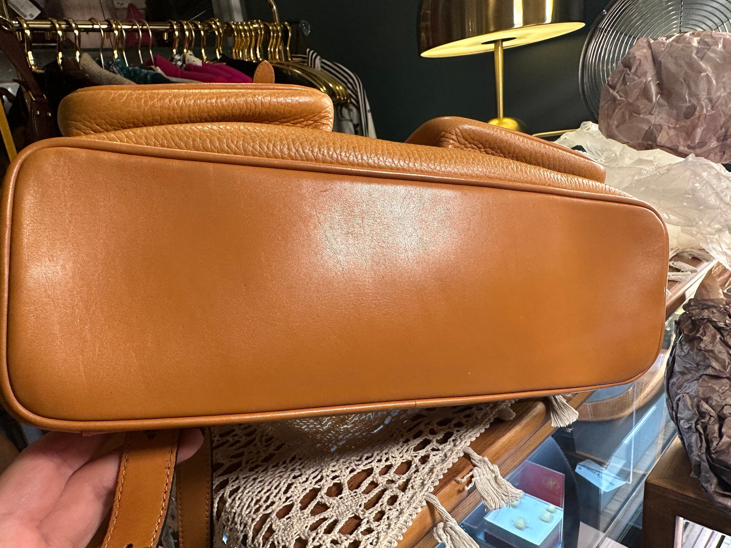 GUCCI VINTAGE 100% Authentic Genuine Leather Iconic Bamboo Handle Backpack, Light Caramel Brown, 2000's, Good Condition