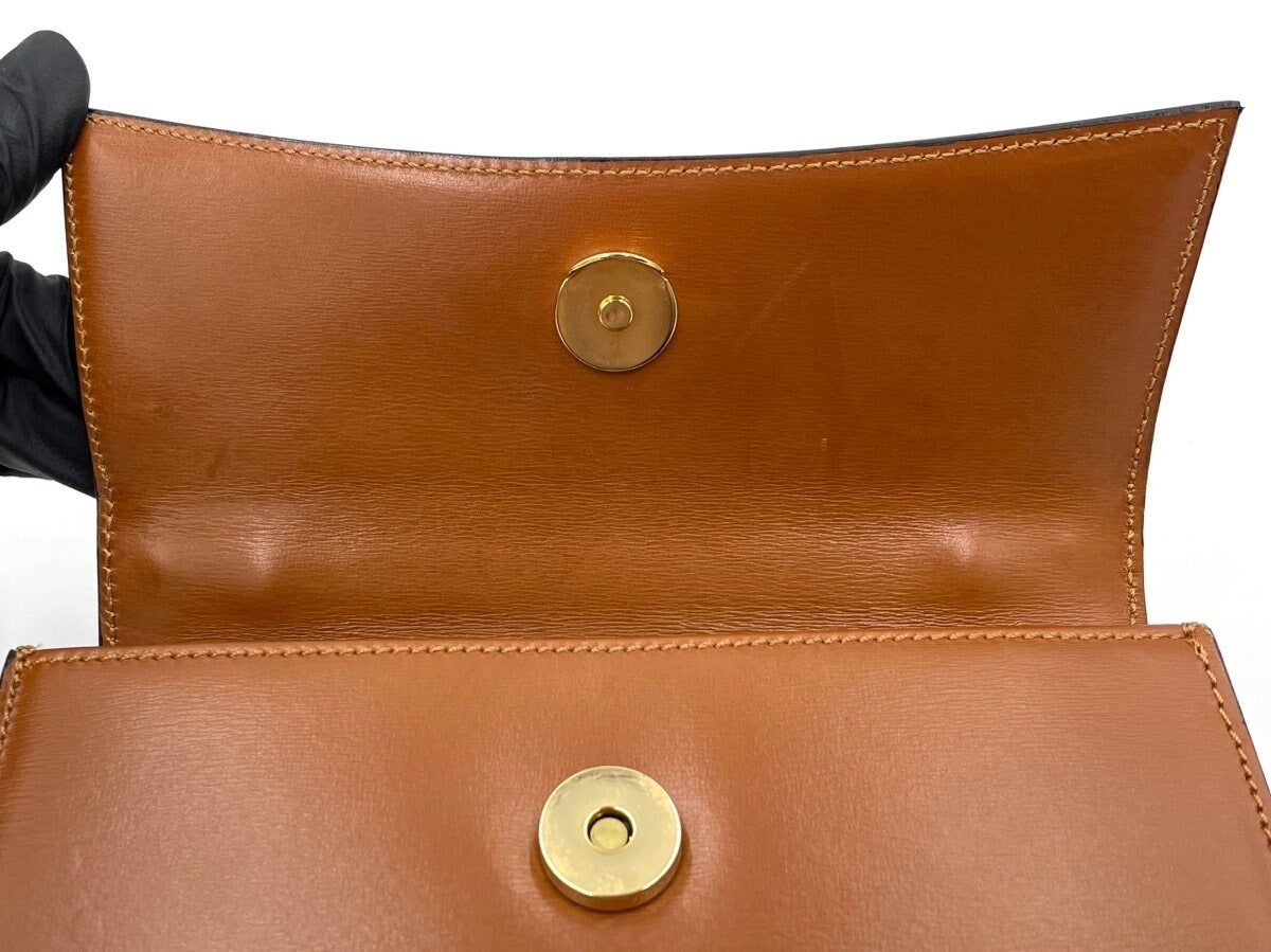 CELINE VINTAGE 100% Authentic Genuine Top Handle Gold Balls Bag, Caramel Orange, 1990's, Great Condition, Rare