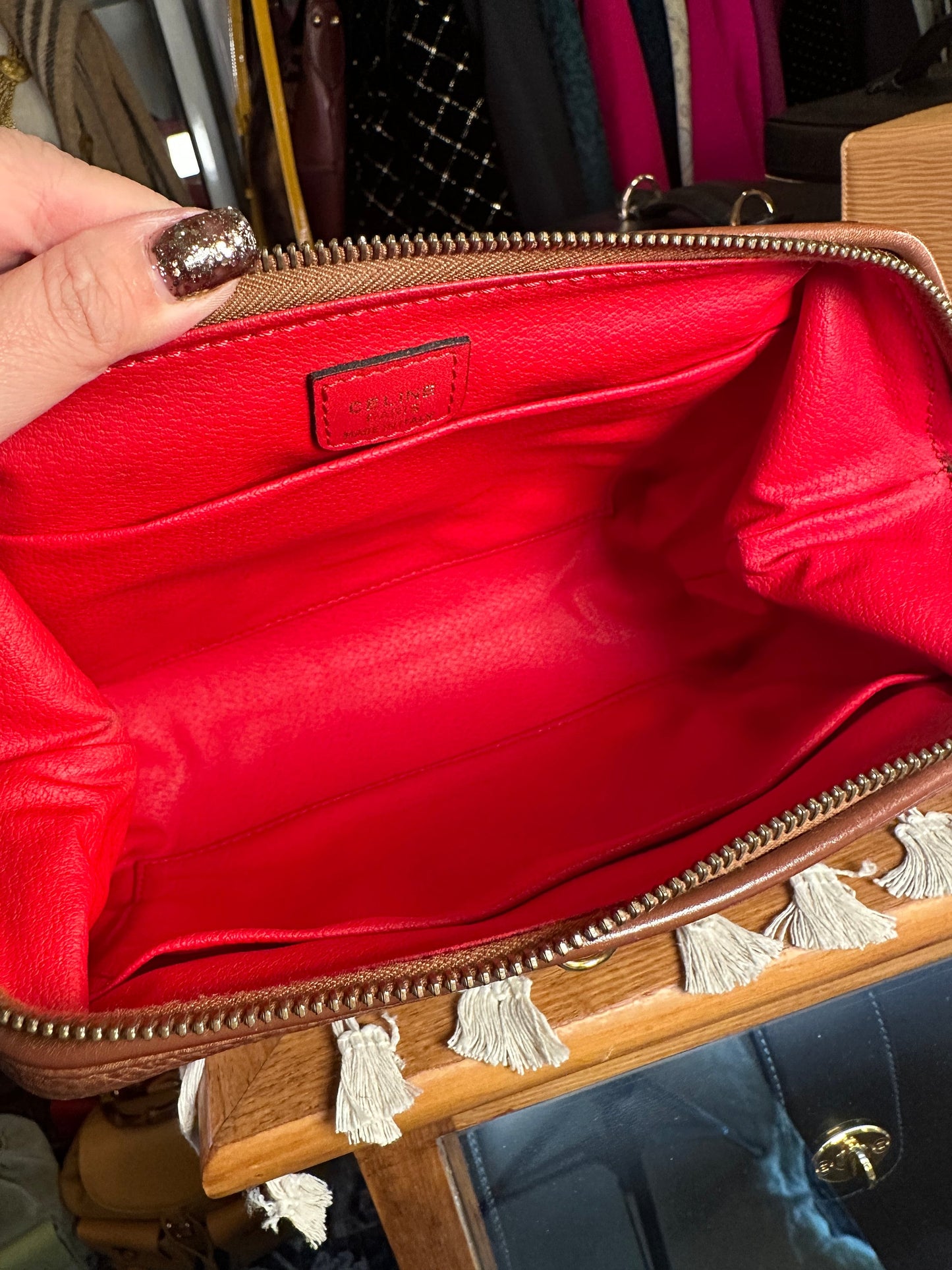 CELINE VINTAGE 100% Authentic Genuine, Doctor Leather Clutch, Medium Brown, 1999's, Great Condition