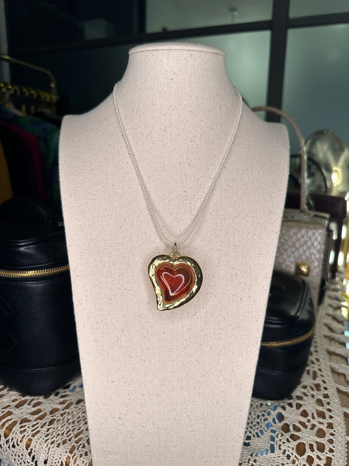 YVES SAINT LAURANT Vintage 100% Authentic Genuine Heart Pendant with Hidden Leaf, Gold, 1990's, Good Condition, Pendant Only