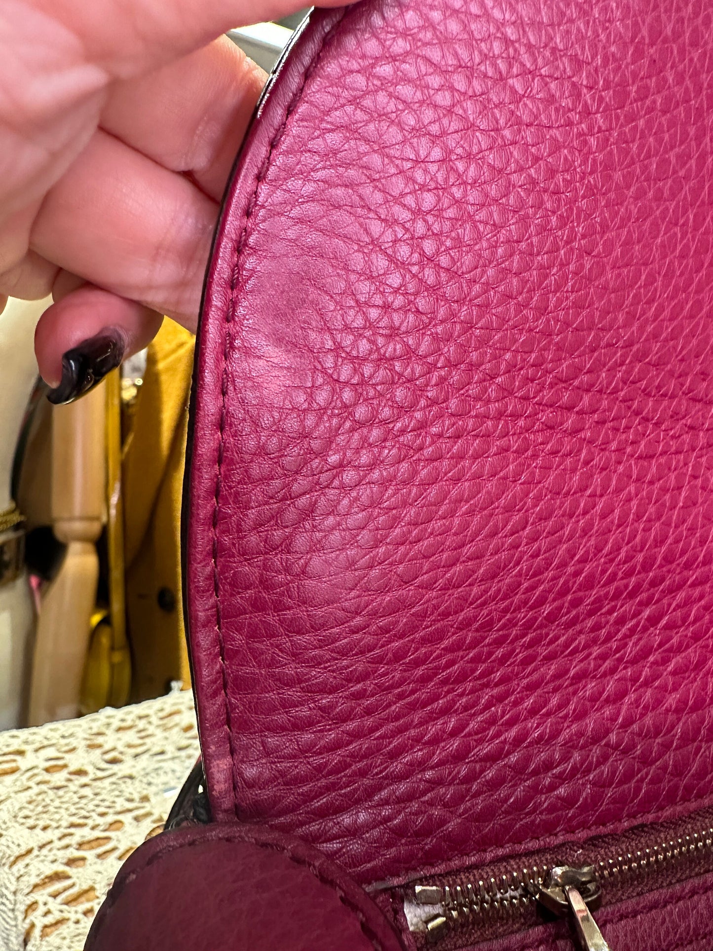 GUCCI VINTAGE 100% Authentic Genuine Iconic 1947 Bamboo Bag, Maroon, 2000's, Good Condition