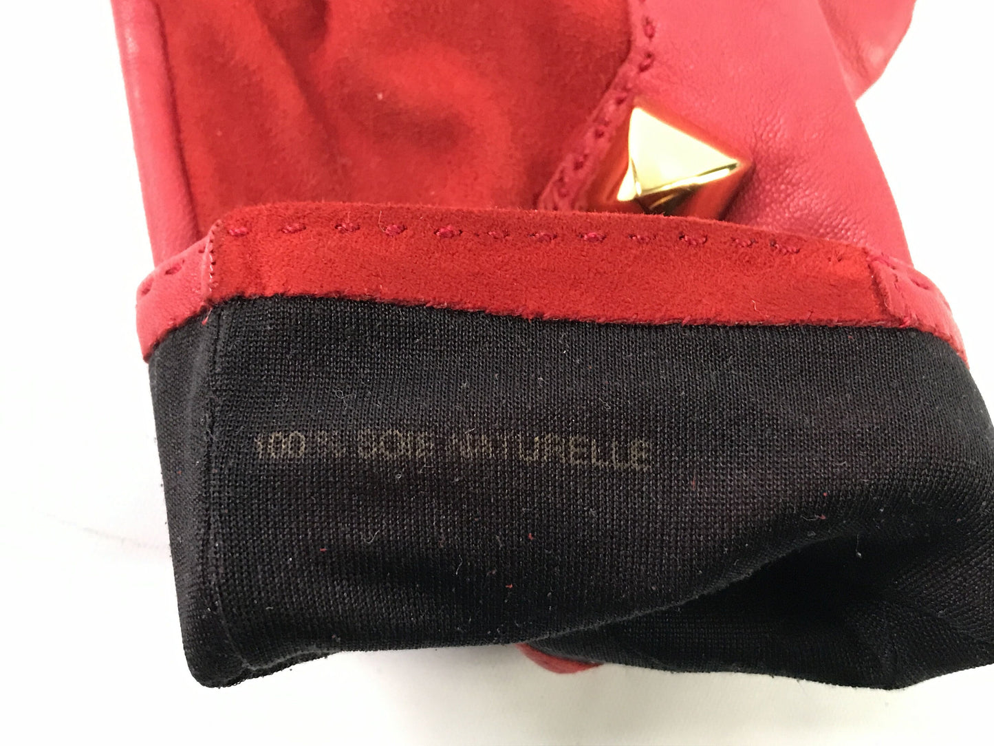 HERMES VINTAGE 100% Genuine Lamb Skin and Suede Gloves, Red, Great Condition, Grade AB