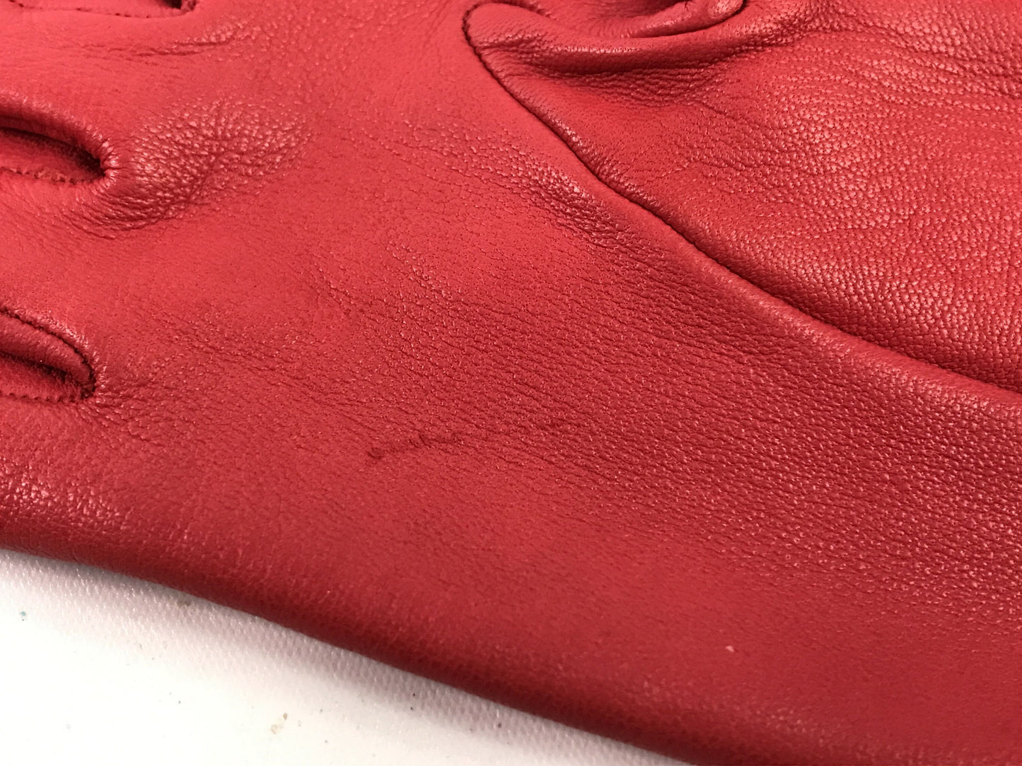 HERMES VINTAGE 100% Genuine Lamb Skin and Suede Gloves, Red, Great Condition, Grade AB