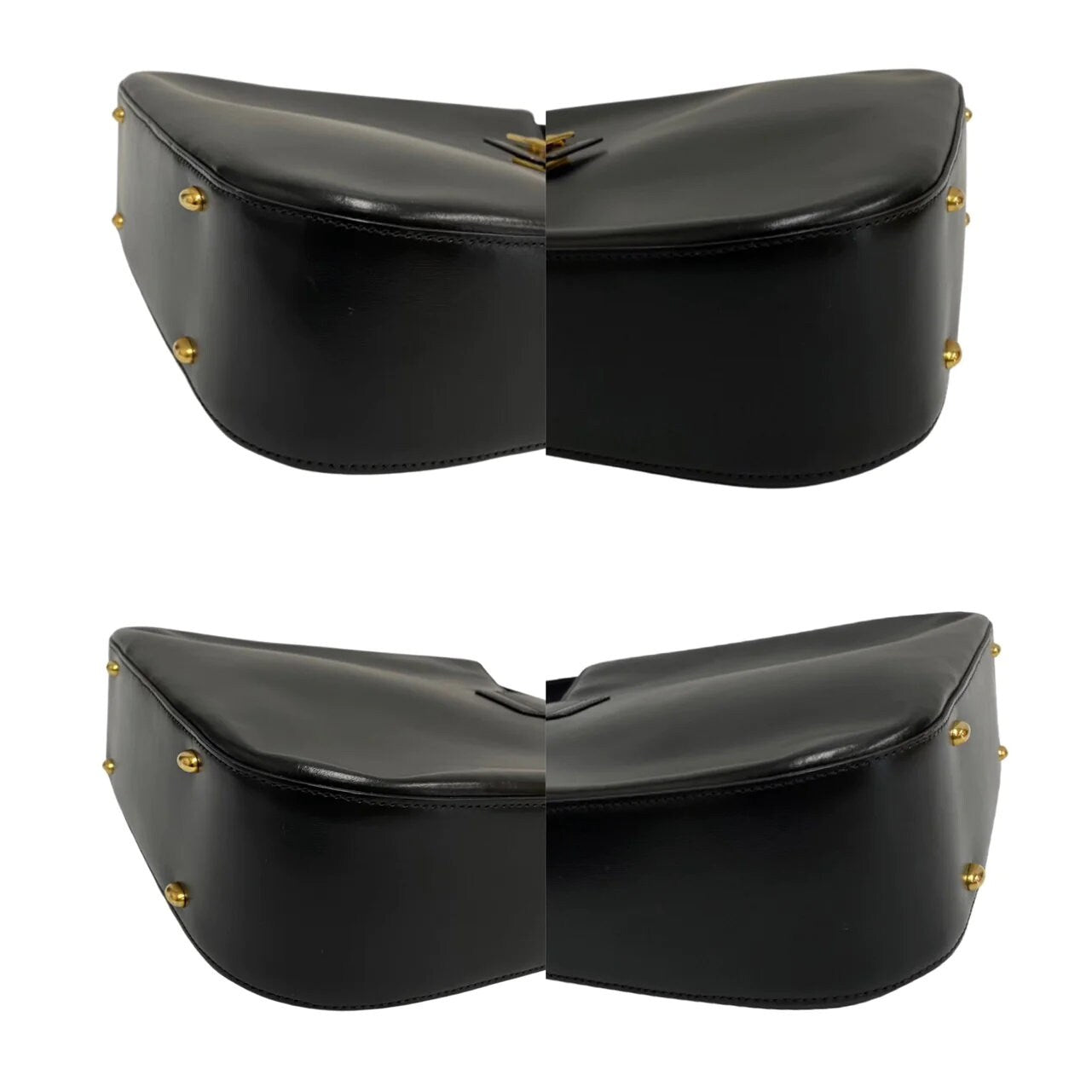 CELINE VINTAGE 100% Authentic Genuine, Carriage Buckle Shoulder Handbag, Black with Contrast Red Inner Lining, Late 1980's, Great Condition