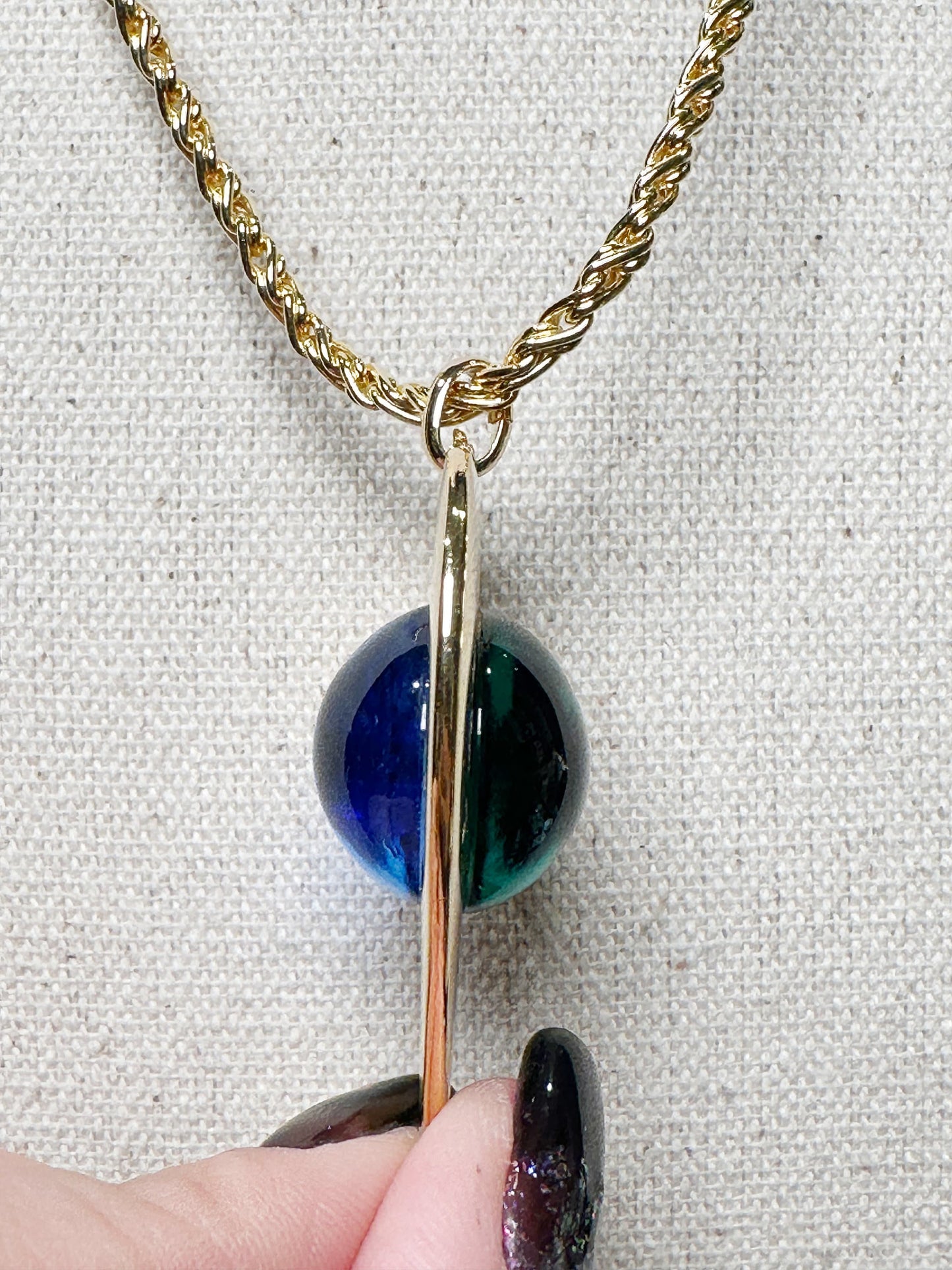 YVES SAINT LAURANT Vintage 100% Authentic Genuine Heart Double-sided Pendant Necklace in Gold, 1990's, Good Condition